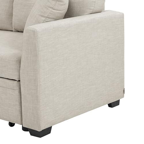 ERYE 83-inch Pull Out Sleeper Couch Bed, L-Shaped Corner Reversible Sleeper Sectional Sofa Polyester Blend Tufted Upholstered Convertible Sofa Bed with Storage Chaise for Home Apartment Living Room 8