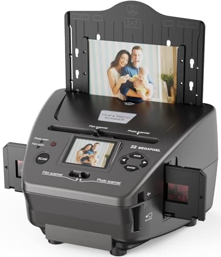 Photo Slide Negative Scanner Scan 4x6, 5x7 Photos, Converts 35mm/135 Slides &Film Negatives to Digital, 2.4" LCD Screen, 4GB SD Card Included