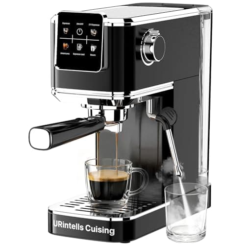 URintells Cuising Espresso Machine 20 Bar,Touch Screen Espresso Maker with Steam Milk Frother,Stainless Steel Expresso Coffee Machine for Cappuccino Latte Cold Brew,1350W Fast Heat Up System,Black