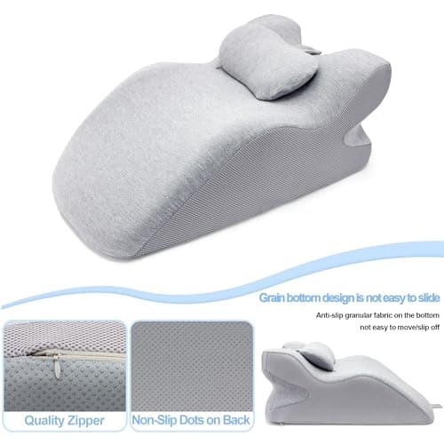 Generic Adult Ergonomic Memory Foam Bed Triangle Wedge Pillow Headboard for Sitting up Back Neck Pain Relief with Face Down Massage Prone Pillow Function for Reading, with Washable Cover (Grey) 6