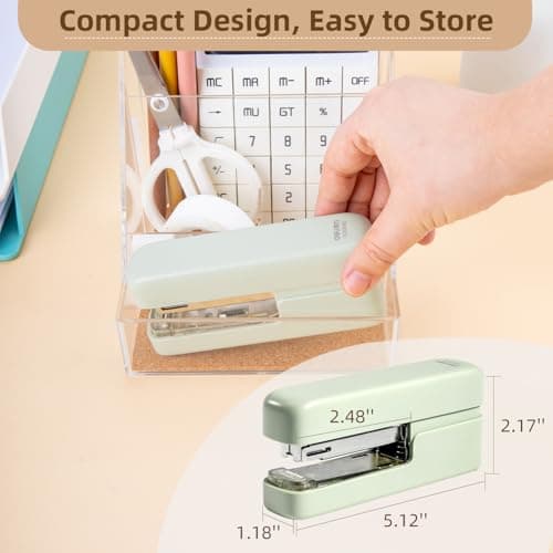deli Stapler, Desktop Staplers with Integrated Staple Remover, 45 Sheet Capacity Office Stapler, Green 7