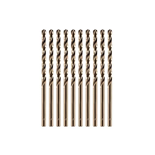 amoolo 1/8" inch Cobalt Drill Bits(10Pcs), M35 HSS Metal Jobber Length Twist Drill Bit Set for Hard Metal, Stainless Steel