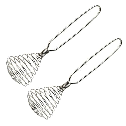Lelasety Stainless Steel Spring Coil Whisk Set 2 Pack, Wire Whip Egg Beater, Kitchen Cookware Hand Mixer For Cooking, Mixing, Blending, Beating, Stirring, 8.7 Inch