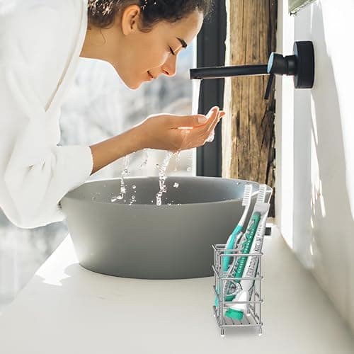 HBlife Toothbrush Holders for Bathroom, 5 Slots Silver Stainless Steel Bathroom Accessories Organizer 7