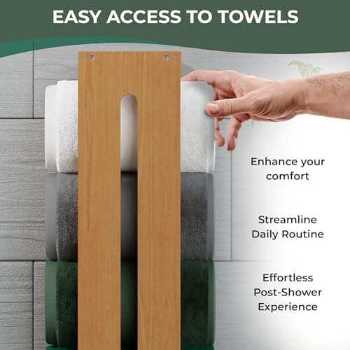 Bamboo Wall Mounted Towel Racks for Bathroom - Shelf - Wooden Towel Holder 8