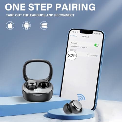 Sleep Ear Buds, 2025 True Wireless Earbuds, Ultra-Mini Bluetooth 5.4 Earbuds for Side Sleepers, 42H Play Hi-Fi Stereo 3D Bass Noise Cancelling Bluetooth headphones, USB C, IP7 Waterproof LED Earphones 5