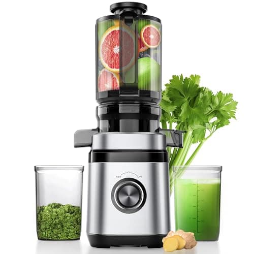 EILKOS Juicer Machines, Cold Press Juicer with Wide Feed Chute, Slow Masticating Juicers for Whole Vegetables & Fruits, High Juice Yield, Easy to Clean, Large Auger, Light Silver