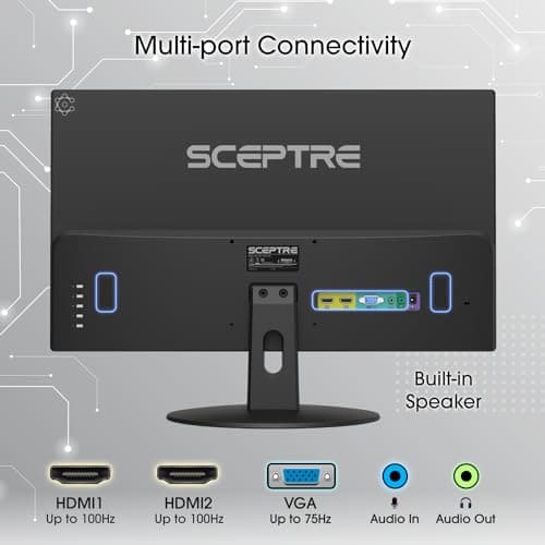 Sceptre 24 Inch 75Hz 1080p LED Monitor with Build-in Speakers HDMI VGA Ports, New Black 2019 (E248W-1920) 6