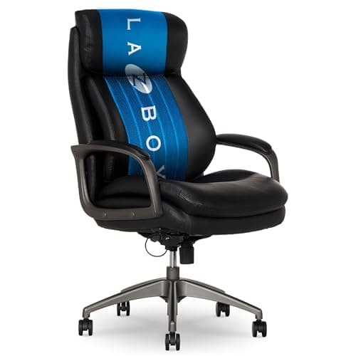 La-Z-Boy Nova Executive Office Chair - Ergonomic High Back Desk Chair with AIR Lumbar Support - Comfortable ComputerChair for Home Office - Vegan Leather - Black