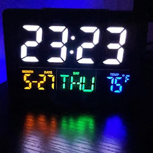 RQG Alarm Clock for Bedrooms, 5.5" Large LED Digital Alarm Clock, Desk Clock for Living Room with Temperature Calendar Snooze, Adjustable Volume, Gift for Heavy Sleepers Students Elderly 7