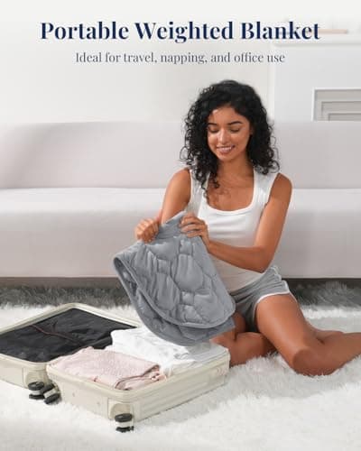 Kivik Weighted Lap Blanket, 7 lbs Weighted Lap Pad for Adults, Small Travel Weighted Blanket for Relaxation, Portable & Breathable, Grey, 24"x29" 6
