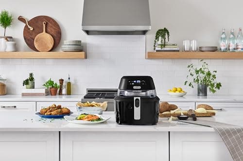 De'Longhi Rapid Crisp Air Fryer, 5-Quart, 1700-Watt XL Cooker, Fries, Crisps, Roasts, Bakes, 5 Preset Functions, Pizza Setting, Up to 20% Faster Cooking, Easy Clean Nonstick, 360° Viewing, Black 5