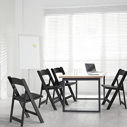 FCH Plastic Folding Chair with Padded Seat, Resin Foldable Chairs with Soft Cushion, Comfortable and Sturdy, Suitable for Indoor and Outdoor, Parties, Weddings, Commercial Events, Black, 1 Pack 8