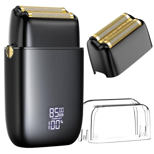 Electric Foil Shavers for Men: Close Shave Electric Razors with 3 Floating Blades, IPX7 Waterproof Wet Dry Face Razor with Big LED Display, Cordless Beard Trimmer with 3 Gears Adjustable (Black)