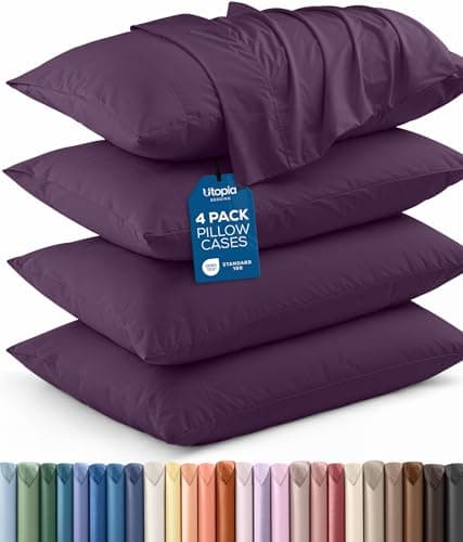 Utopia Bedding Queen Pillow Cases - 4 Pack - Envelope Closure - Soft Brushed Microfiber Fabric - Shrinkage and Fade Resistant Pillow Covers Queen Size 20 X 30 Inches (Queen, Purple)