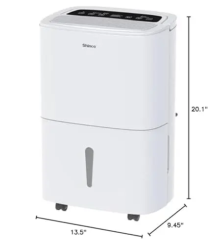 Shinco 6,000 Sq.Ft Energy Star Dehumidifier with WIFI, Ideal for Large Rooms and Home Basements, Efficient Moisture Removal with Adjustable Humidity Control, 1.32 Gallons Water Tank 10