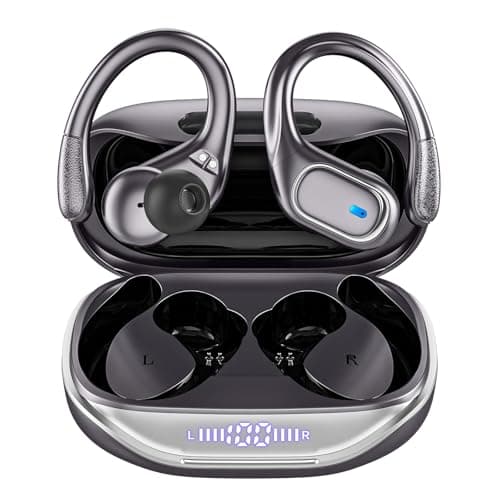 Wireless Earbuds Bluetooth Headphones 80Hrs Playtime Ear Buds IPX7 Waterproof Sports Earphones Wireless Charging Case Over-Ear Earhooks Headest Black