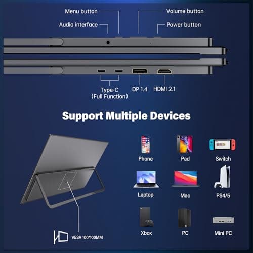 InnoView 27 Inch Monitor Dual Mode 4K UHD 120Hz/FHD 288Hz Portable Monitor for Laptop, USB-C, HDMI Computer Display HDR IPS Gaming Monitor, Kickstand, Speakers, for PC, MAC, Phone, PS4, Xbox, Switch 6