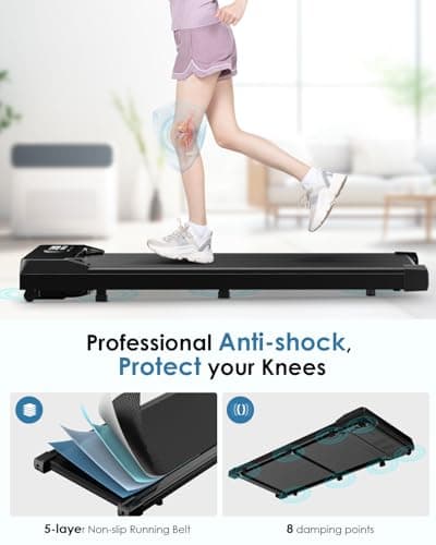 HomeFitnessCode Walking Pad, 5MPH Under Desk Portable Treadmill for Home & Office, 38.5"×15.2" Running Belt, Quiet<45dB, Remote Control, 300 LBS Capacity, Black 6