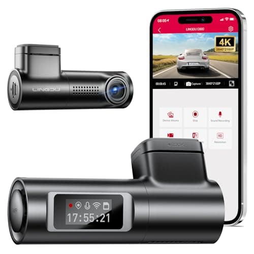 LINGDU D500 Smart Dash Cam for Cars, 4K Front Dash Cam with WiFi&GPS, 0.96" LCD Display Car Camera, Night Vision, WDR, Parking Mode, Loop Recording, G-Sensor, 150° Wide Angle