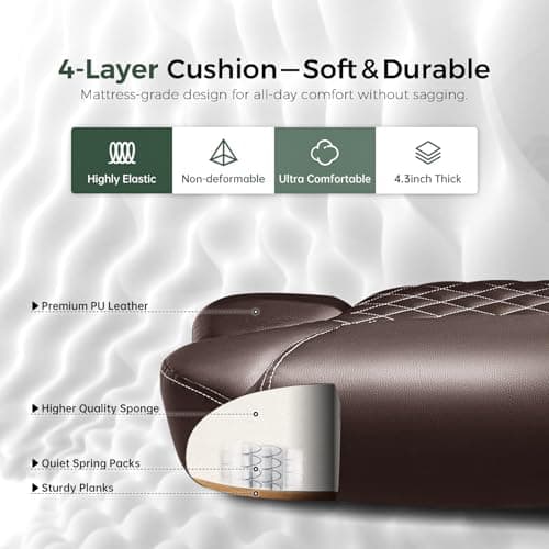 amseatec Office Chair, Executive PU Leather Chair, Ergonomic Computer Desk Chair with Lumbar Support and Adjustable Flip-Up Arms, Rocking Task Chair (Brow 5