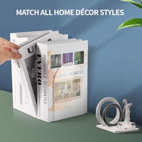 Adwikoso Book Ends for Shelves Clear Acrylic Bookends for Heavy Books Organizer Book Stopper to Hold Books for Home Office School and Desktop Decoration(Circular Arc) (6) 5