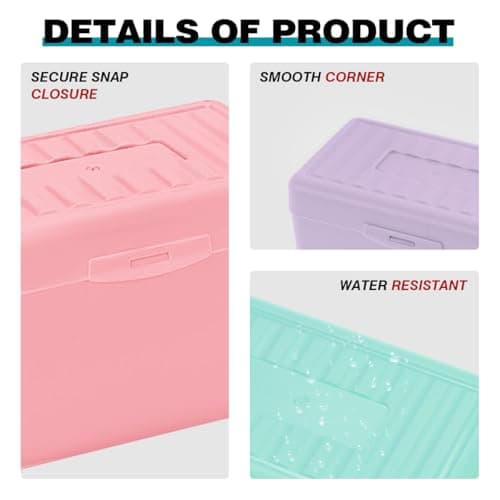 H4D Index Card Holder 3x5, Index Card Box Organizer Case, 3x5 Flash Note Card Holder, 3 Packs (Pastel Colors) 5