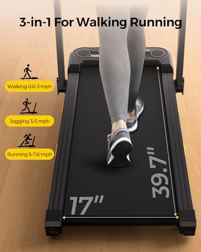 PACEARTH Walking Pad Treadmill 3 in 1 Under Desk Foldable Treadmill 7.6mph 15% 9-Level Auto Incline Pause/Start Remote Control 2.5HP Powerful Quiet 265Lbs Weight Capacity for Home Office Workout 5