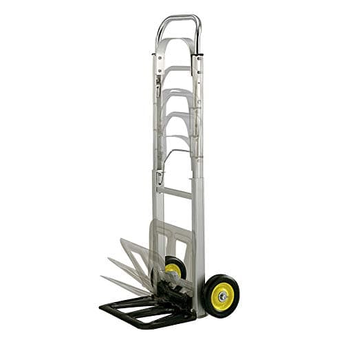 Safco Hide-Away Fold Up Collapsible Utility Hand Truck, 250 lb Capacity, Aluminum Frame, Steel Toe Plate, 2 6" Smooth Rolling Rubber Wheels