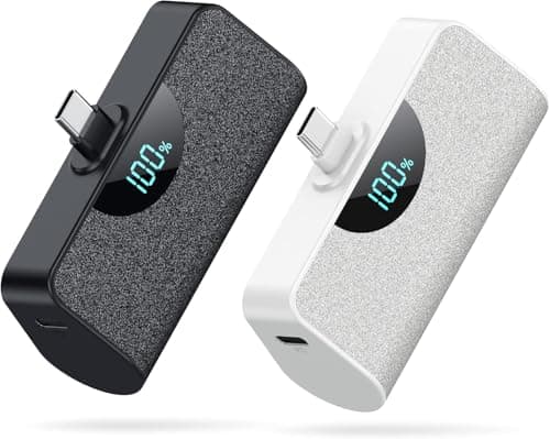 [2-Pack] Mini Portable Charger 5200mAh Power Bank,3A PD USB C Cell Phone Portable Power, LCD Display Battery Pack Compatible with iPhone 17/17 Air/16/16 pro/15/15 pro Max/Android/Samsung/Moto/LG etc