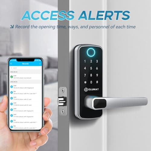 Smart Door Lock, OLUMAT Keyless Entry Door Lock Fingerprint Door Lock with Keypad Digital Lock with Handle for Home, Rental, Garage, Office and Hotel 7