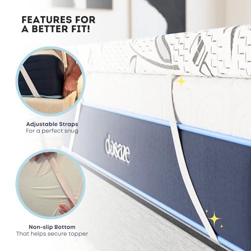 Dual-Layered & Triple-Zoned 3 Inch Memory Foam Mattress Topper for Spine Alignment and Back Pain Relief (King) - Firmer Middle Zone for Alignment - One Layer for Comfort, One for Support 6