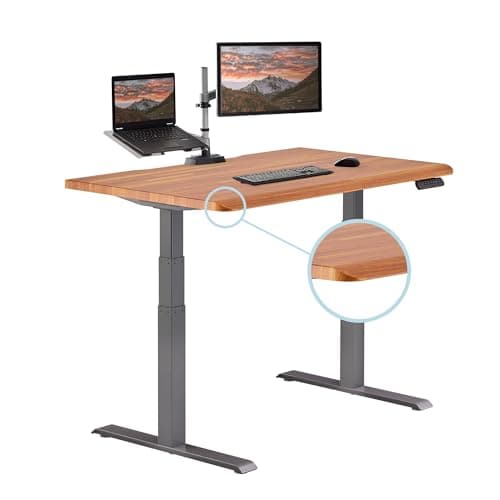 Vari ComfortEdge 48x30 Inch Electric Standing Desk – Height Adjustable Sit Stand VariDesk with Memory Presets, Sloped Edge, 220 LB Capacity + Tool-Free Assembly (Butcher Block)