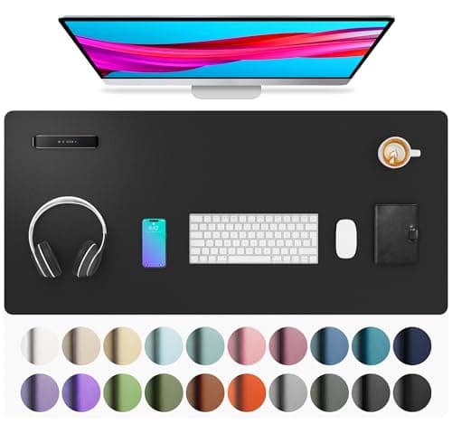 Aothia Leather Desk Pad Protector, Mouse Pad, Office Desk Mat, Non-Slip PU Leather Desk Blotter, Laptop Desk Pad, Waterproof Desk Writing Pad for Office and Home (Black,36" x 17")