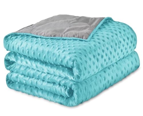 WINKAURA 30LB Weighted Blanket for Adults 86"x 90" Aqua Color, 2-Sided Microfiber Blanket with Premium Glass Beads, Cooling & Heating All-Season Thick Blanket