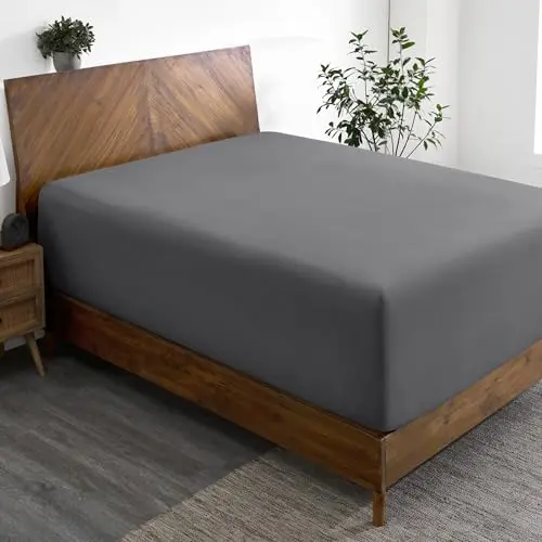 Bare Home Twin Extra Long Fitted Sheet - Extra Deep Pocket Fitted Sheet - Premium 1800 Microfiber - Ultra-Soft Wrinkle Free - Twin XL Deep Pocket Bottom Sheets (Twin XL - 11" to 22" Pocket, Grey)