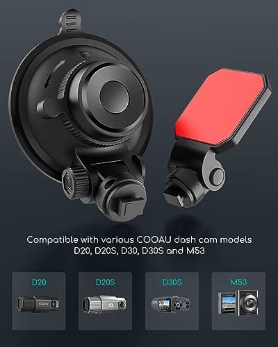COOAU Car Dash Cam Mounting Bracket, Adjustable Windshield Mount for Dash Camera, Suction Cup Mount for Dashboard Camera, Suitable for D20, D20S, D30S 5