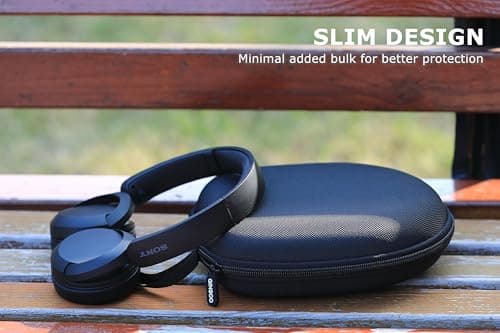 Ginsco Universal Headphone Case Compatible with JBL Tune 510BT 720BT, Sony WH-CH 720N/WH-CH520, Soundcore Q20i/Q30 BERIBES KVIDIO TOZO etc, 1680D Oxford Travel Carrying Hard Shell Case Black 5
