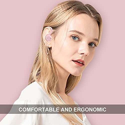 Pink Over Ear Wireless Earbuds with Earhooks Running Bluetooth Earbuds with ear hook Waterproof Small Earphones in Ear Headphones Noise Cancelling Headset Android Ear Buds for Workout Sport Gym 5