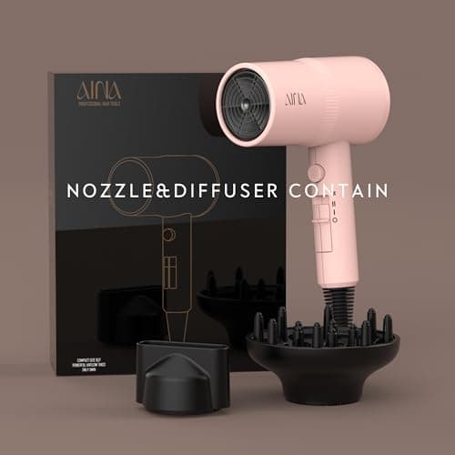 AINA Hair Dryer with Diffuser, Blow Dryer for Women | Advanced Ionic Technology, Ceramic Coating | Cold Shot Features Turbo Heat for Fast Drying and Shine 110V/ALCI (Babe Pink) 5