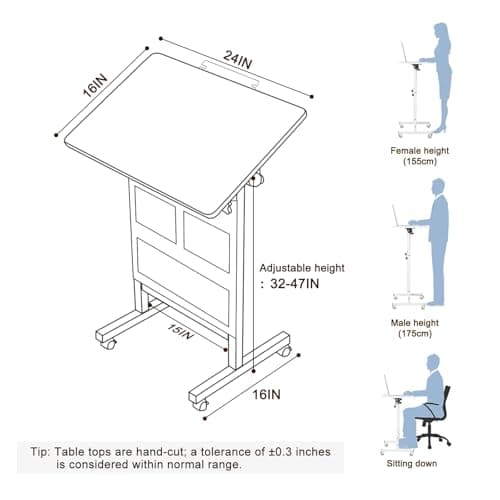 KOUPA Adjustable Height Standing Desk, Writable Tempered Glass Desktop with Eraser, 360° Flip, Wheels and Bag– Ideal for Small Spaces and Home Offices, 24 in, White(Adjustable Height: 32-47 in) 3