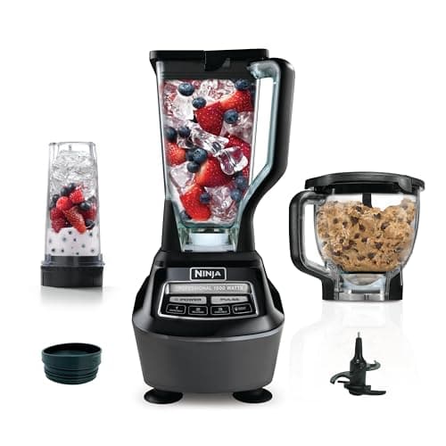 Ninja Kitchen System | All-in-One Food Processor & Blender for Smoothies | Includes Pitcher, Travel Cup, & 8-Cup Bowl | Makes Salsa, Dough, Shakes, & Frozen Drinks | 120 Volts | Black | BL770AMZ