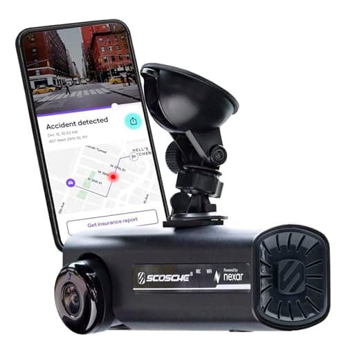 Scosche NEXC2128-XCES0 Full HD Two-Way Smart Dash Cam Powered by Nexar with Suction Cup and 128GB Memory