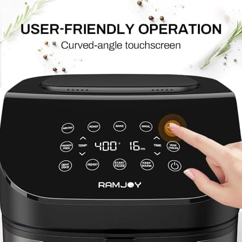 RAMJOY Air Fryer 6.8 Quarts, 10-in-1 Functions, Air Fry, Roast, Bake, Broil, Dehydrate, Large & Compact Air Fryers, Nonstick & Dishwasher-Safe Airfryer Basket, Stainless Steel Air Fryer, Metal Grey 6