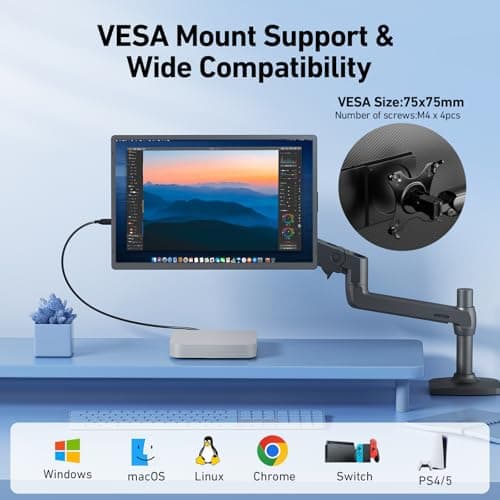 Laptop Screen Extender Monitor Portable - 16.1'' FHD 1200P Portable Screen for Laptops, 360° Rotating, Plug & Play, Detachable Stand, Height Adjustable Laptop Monitor Extender for Mac/Win/Phone/Tablet 8