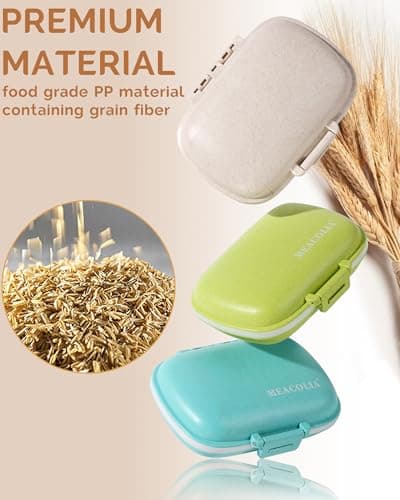 MEACOLIA 3 Pack 8 Compartments Travel Pill Organizer, Daily Pill Case Small Pill Box for Pocket Purse, Portable Pill Container Medicine Vitamin Organizer (Blue, Green, Khaki) 6