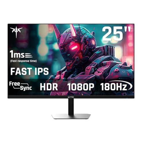 KTC 24.5'' Gaming Monitor, FHD 1080P 180Hz (Up to 200Hz) Fast IPS 128% sRGB Computer Monitor, HDR10, Adaptive Sync, Eye Care PC Gamer Monitor, HDMIx2, DP, VESA Mountable, Tilt Adjustable, H25T7