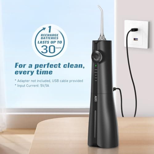 AUIEI Water Flosser Pick for Teeth & Braces, 300ML Cordless Power Dental Flossers with 8 Jet Tips, Oral Irrigator 5 Pressure, IPX7 Waterproof, Portable for Home Travel 7