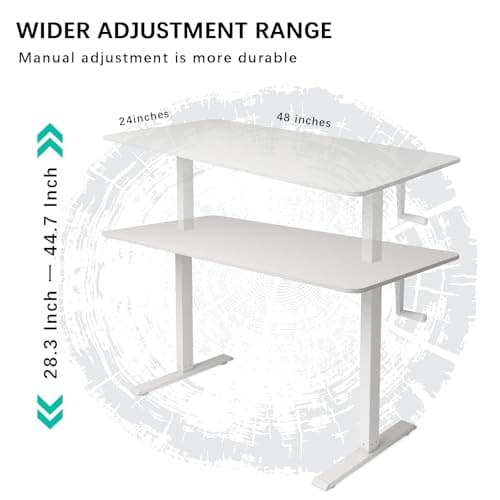 Win Up Time Whole Piece Desktop Manual Standing Desk Adjustable Height- Crank Stand Up Desk, Sit Stand Desk with Frame Computer Desk 48 x 24 Inch 6