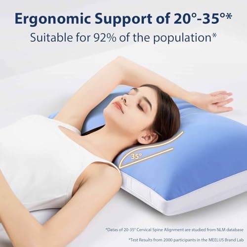 MEELUS Silky Soft Pillows Queen Size Set of 2, Luxury Hotel Down Alternative Bed Pillows 2 Pack for Side Back Stomach Sleepers, Gusseted Supportive, Machine Washable, Cooling Blue, 20" x 30" 7